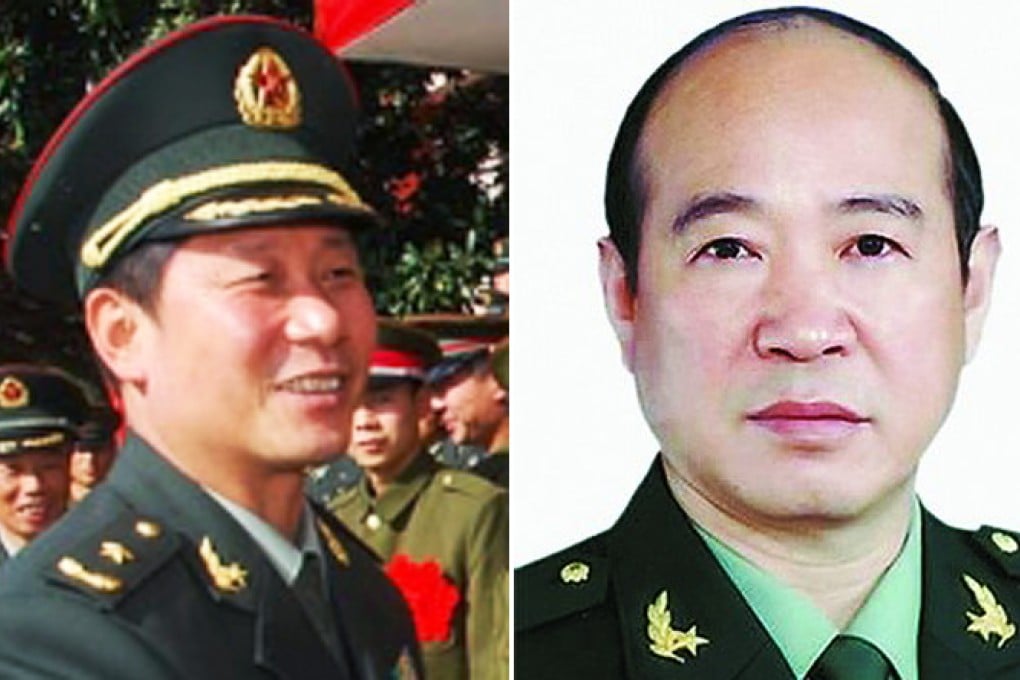 Major General Zhou Yaning, left, who has been promoted in the strategic missile force, and Lieutenant General Liu Lei, now military political commissar in the Lanzhou regional command. Photos: SCMP Pictures