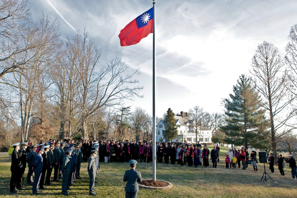 The flag raised at Taiwan's representative office in Washington. Photo: SCMP