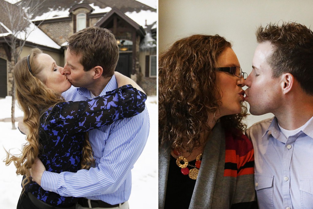 The Bennions (left) and Dahlgrens appear on the TV show. Photos: AP