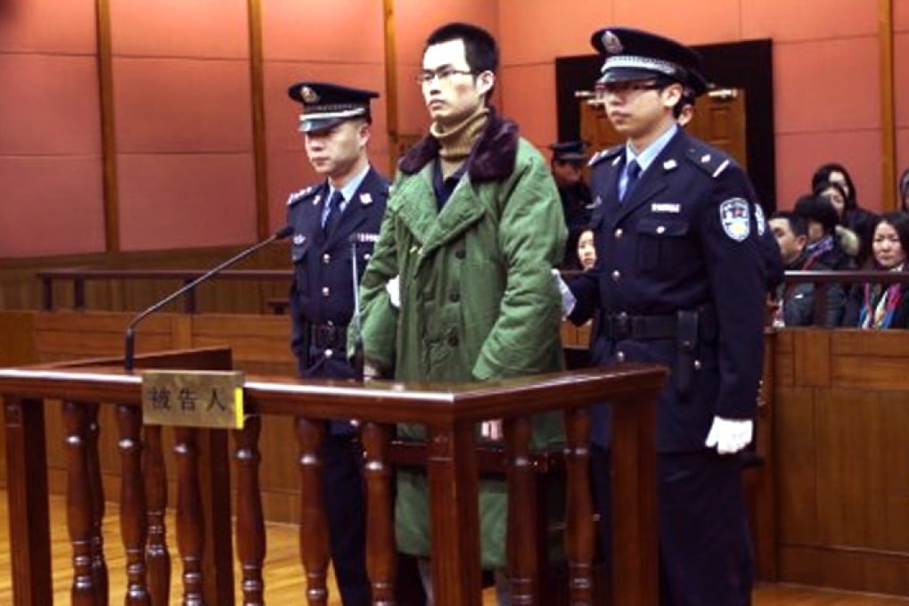 Lin Senhao, 28, from Guangdong, told his trial he poisoned his roommate as an 'April Fool's joke'. Photo: Xinhua