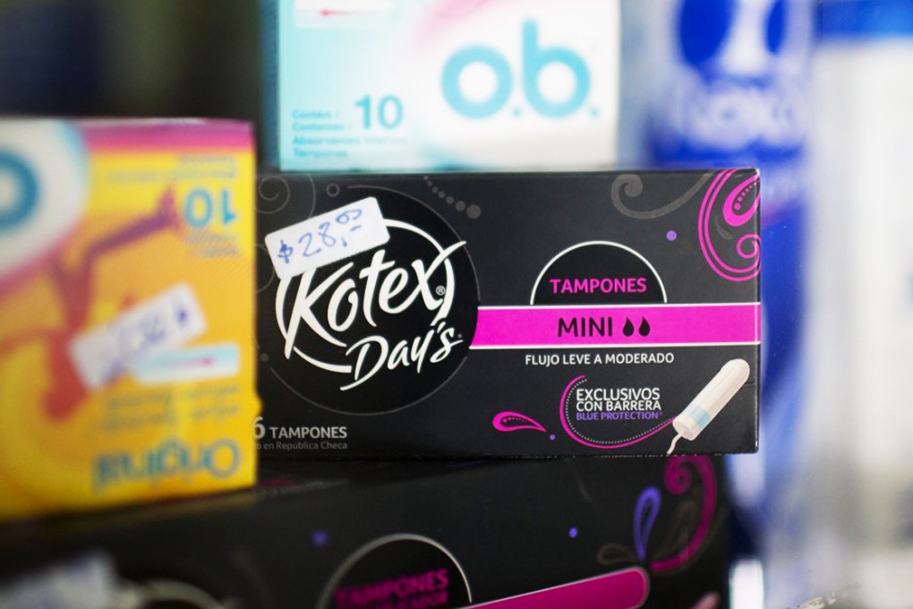 Tampons are displayed on a shelf at a drug store in Buenos Aires, Argentina. Photo: AP