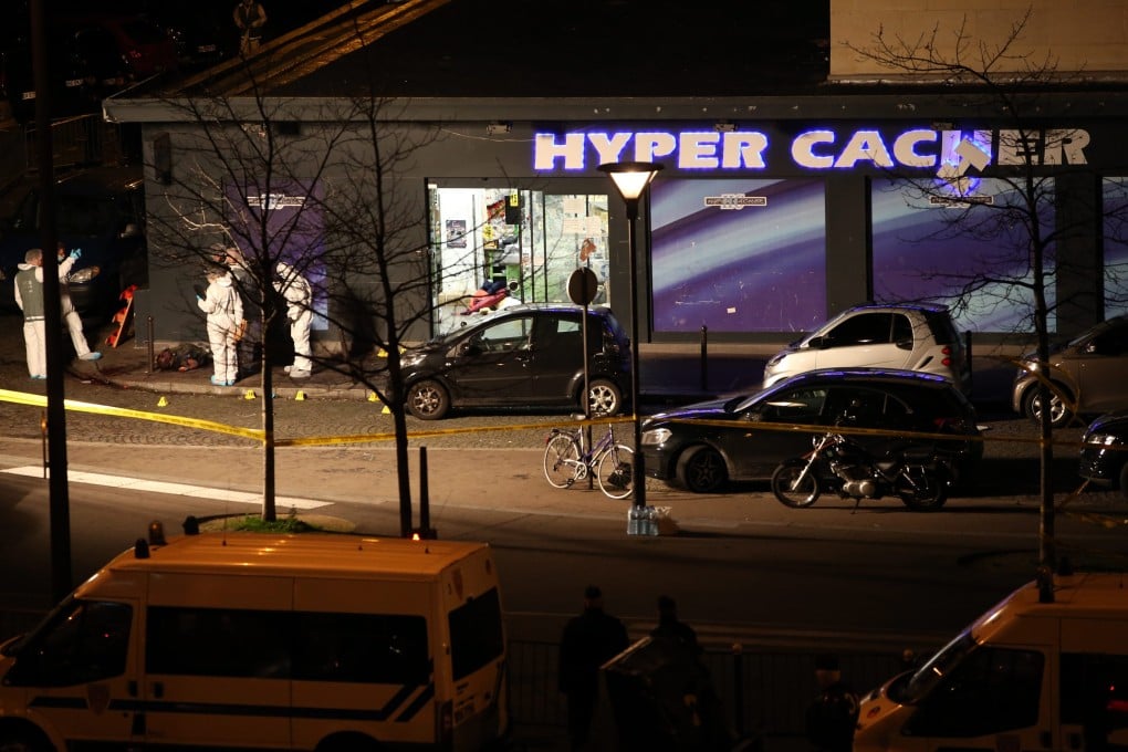 The site of the shoot-out between police and a gunman allied to the Kouachi brothers, who are accused of perpetrating the brutal attack on Charlie Hebdo magazine's offices. Photo: EPA