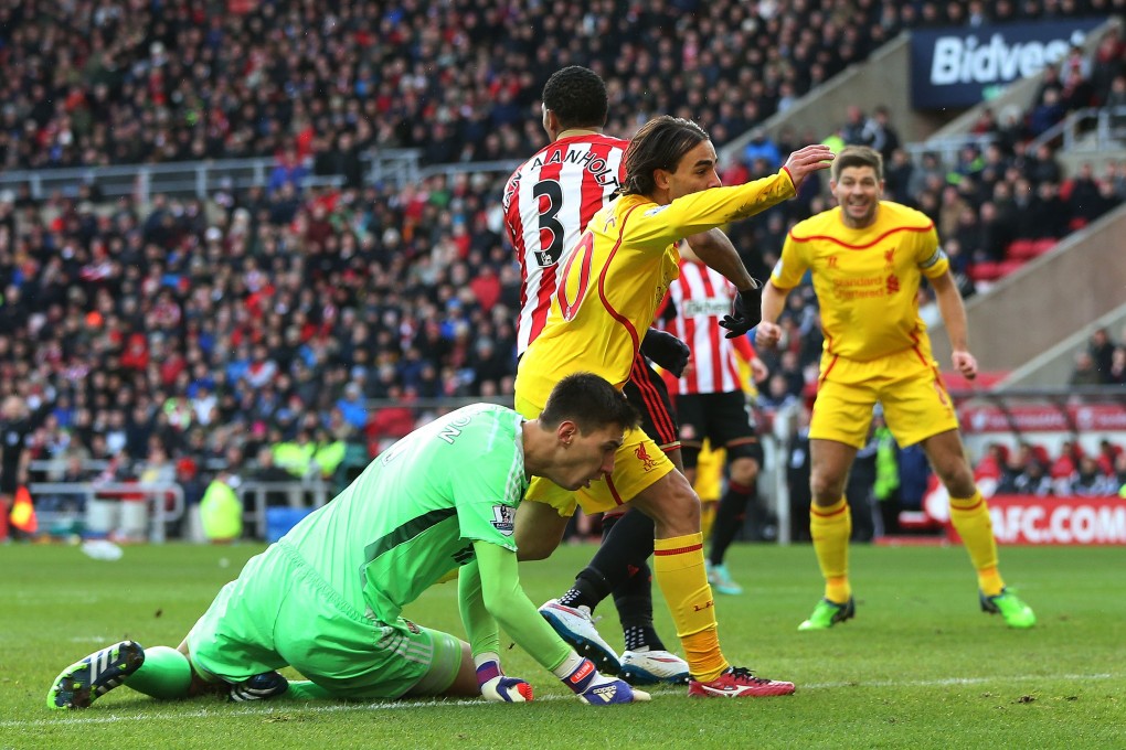 Liverpool's Serbian midfielder Lazar Markovic scores the opening goal in their English Premier League match against Sunderland at The Stadium of Light. Photo: AFP