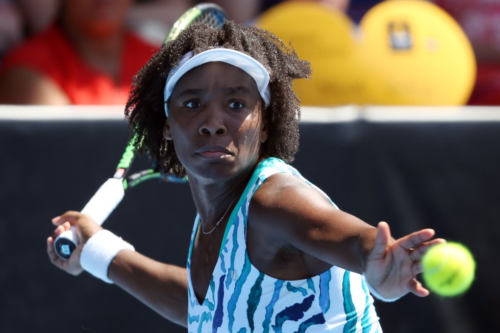 Venus Williams hits a return against Caroline Wozniacki of Denmark in their women's singles final at the ASB Classic tennis tournament in Auckland. Photos: AFP