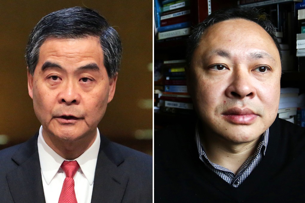 Chief Executive Leung Chun-ying (left) was apparently referring to the leaked emails that showed Occupy co-founder Benny Tai (right) had forwarded HK$1.45 million in donations from at least one anonymous donor to his employer to cover some of the expenses incurred by the Occupy movement. Photos: Felix Wong, Jonathan Wong