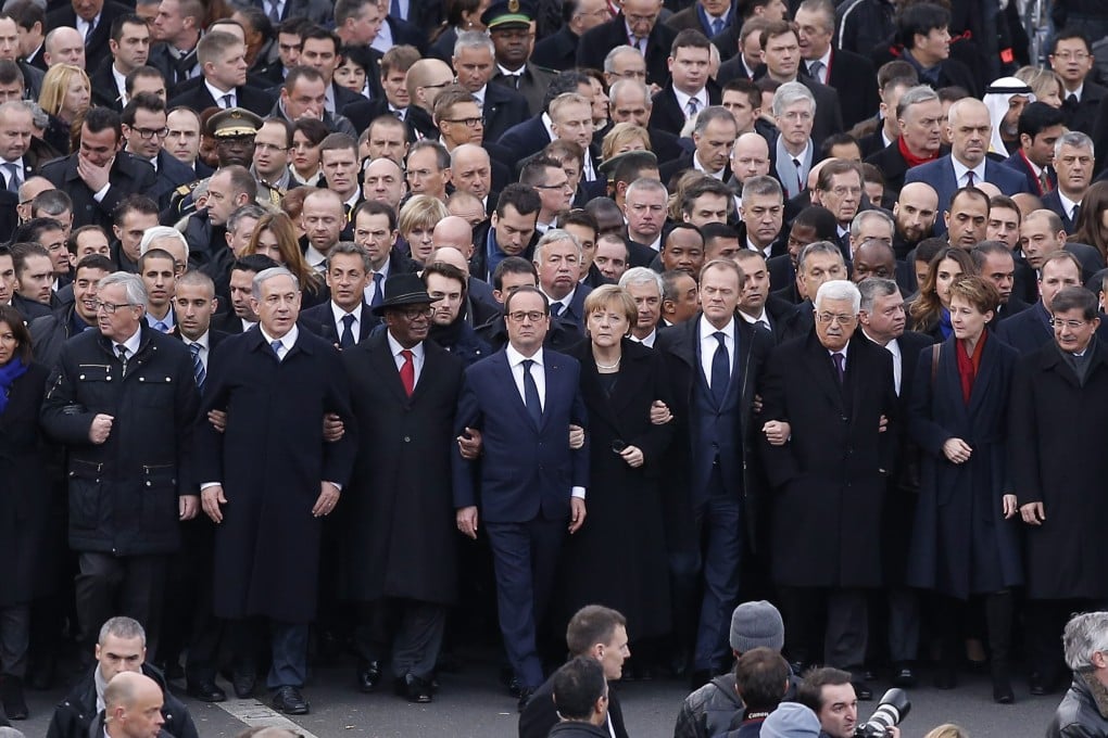 The US has expressed its regret senior officials were not among World leaders flanking French President Francois Hollande at Sunday's march to honour victims of last week's Paris terrorist attacks. Photo: EPA