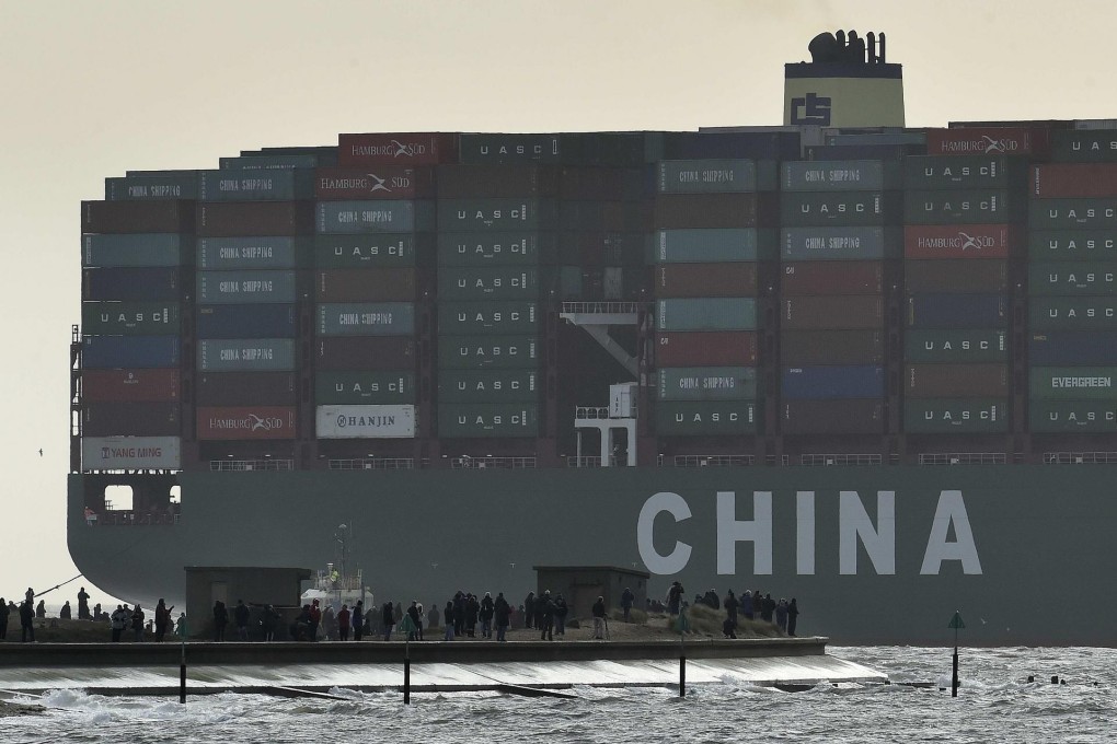 China Shipping Container Line owns the world's largest container ship. Exports from the mainland rose 6.1 per cent last year. Photo: Reuters
