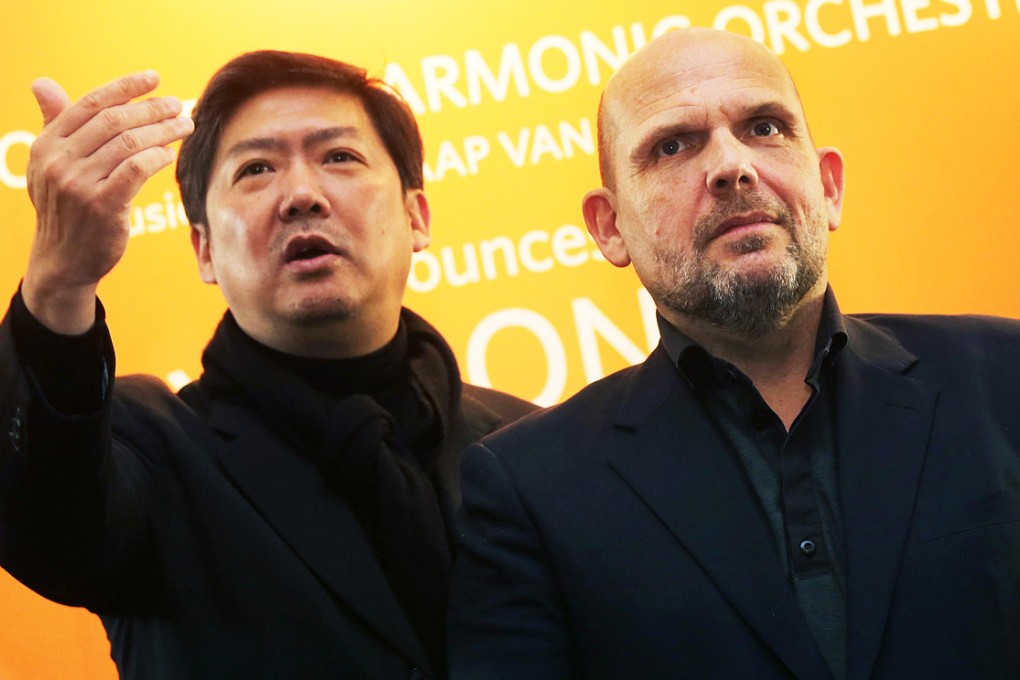 Yu Long (left) was named principal guest conductor of the Hong Kong Philharmonic by director Jaap van Zweden. Photo: David Wong