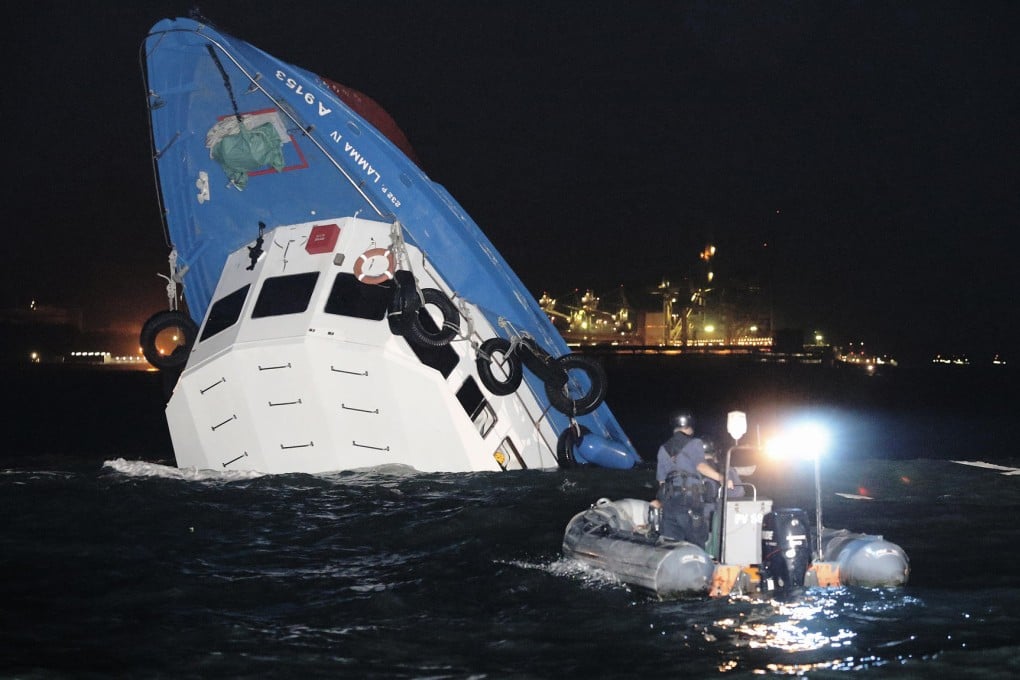 Hongkong Electric's Lamma IV sinks into the waters off Yung Shue Wan, Lamma Island, on October 1, 2012. Photo: SCMP Pictures