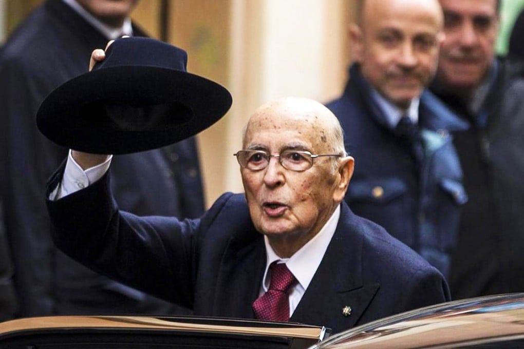Giorgio Napolitano arriving home in Rome yesterday. Photo: EPA