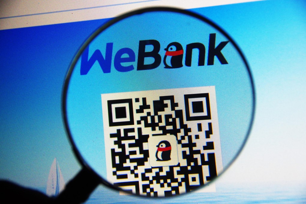 WeBank, the mainland's first internet bank controlled by Tencent Holdings, was launched in Shenzhen yesterday. Photo: Imaginechina