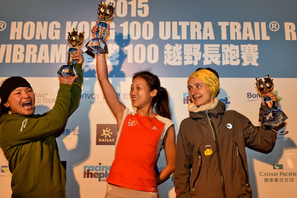 The top three women at the Vibram Hong Kong 100: Wyan Chow Pui-yan, China’s Dong Li and Lisa Borzani. Photo: SCMP Pictures