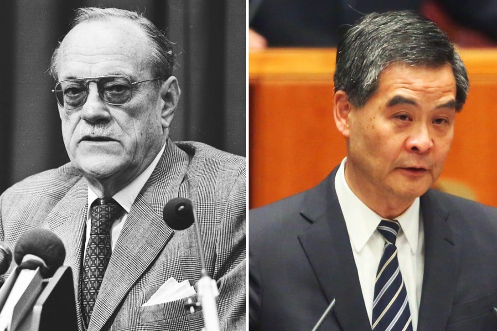 Former governor Sir David Trench (left) and Leung Chun-ying. Photos: Chan Kiu, Sam Tsang