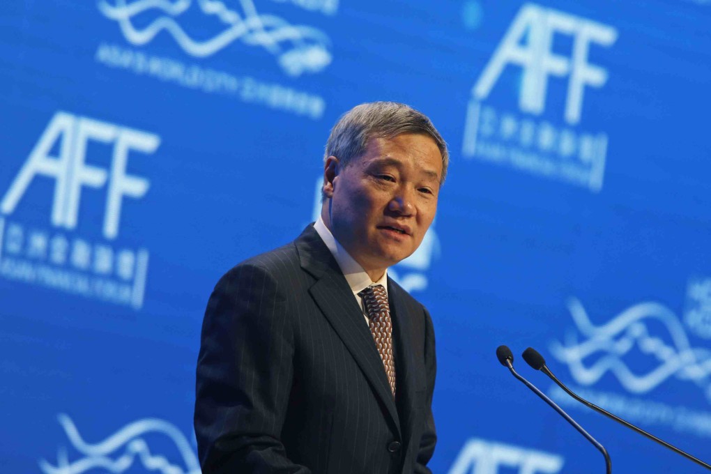 China Securities Regulatory Commission chairman Xiao Gang speaks before the Asian Financial Forum in Hong Kong after the agency issued draft rules to reduce excessive leverage being used to speculate on stocks. Photo: Reuters