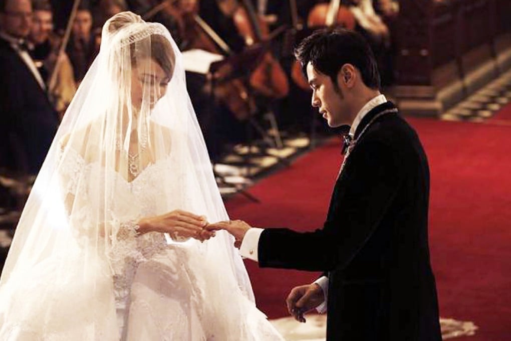 The couple exchanged rings in Selby Abbey, Yorkshire, on Sunday. Photos: Jay Chou official Facebook page