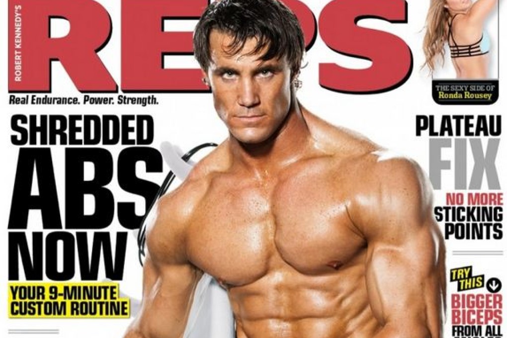 A 2013 magazine cover featuring fitness model and actor Greg Plitt, who was killed by a train while filming on railway tracks in California. Photo: SCMP Pictures