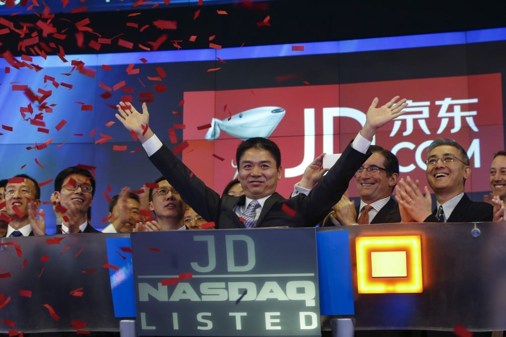 Richard Liu, CEO and founder of China's e-commerce company JD.com, at the NASDAQ Market Site building at Times Square in New York. Photo: Reuters