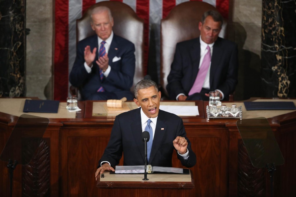 Barack Obama gestures during his annual address in front of the first fully Republican-controlled Congress of his presidency. Photo: AFP