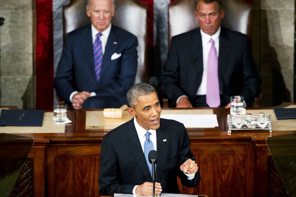 US President Barack Obama delivers his State of the Union speech to a joint session of the Congress on Capitol Hill in Washington. Photo: Reuters