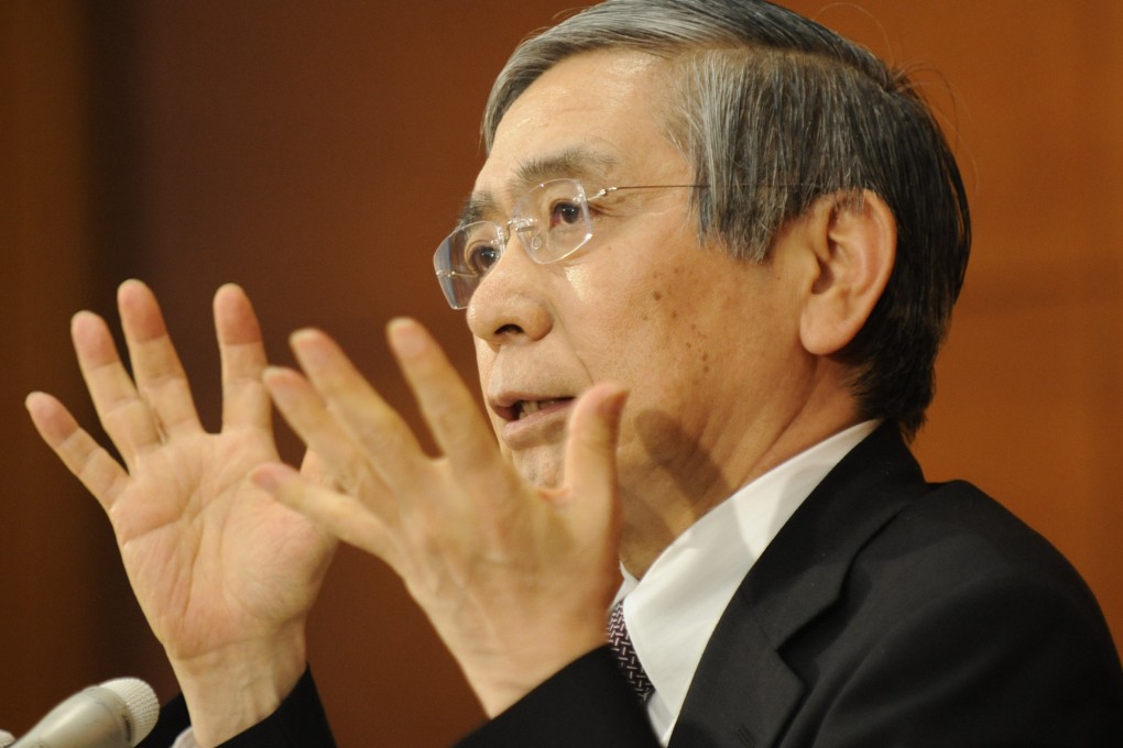 Bank of Japan governor Haruhiko Kuroda defended the decision to cut the inflation forecast in the wake of a recent oil price plunge that has weighed down consumer prices. Photo: Xinhua