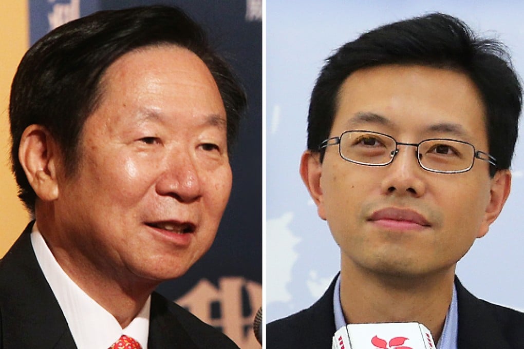 The new group was formed under the association, whose chairman, Chen Zuoer (left), is a top adviser to Beijing on Hong Kong affairs. Also National People's Congress delegate Stanley Ng Chau-pei (right) said he would ask Beijing to apply its laws to the city, which practises a separate legal system. Photos: K.Y. Cheng, David Wong