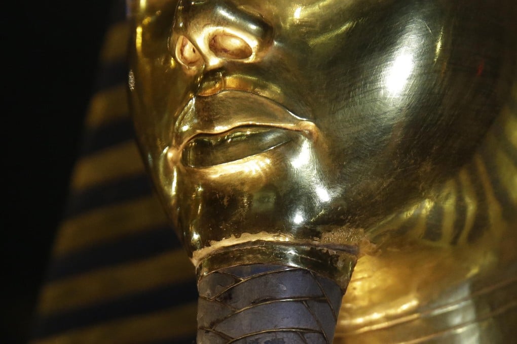King Tutankhamun's mask with the glued-on beard. Photo: AP