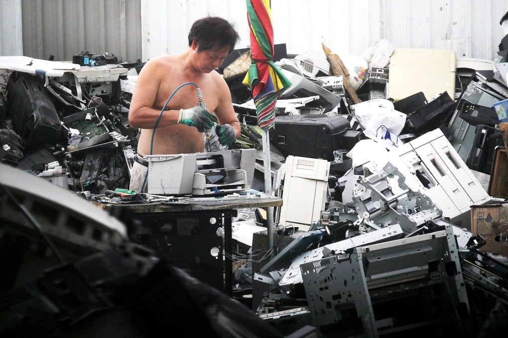 Storage areas for electronic waste at Ping Che, Ta Kwu Ling. Photo: K.Y. Cheng
