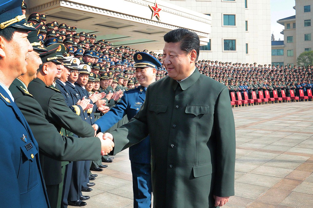 Xi Jinping meets with senior officers of the Nanjing Military Area Command during an inspection tour in Jiangsu province. Photo: Xinhua