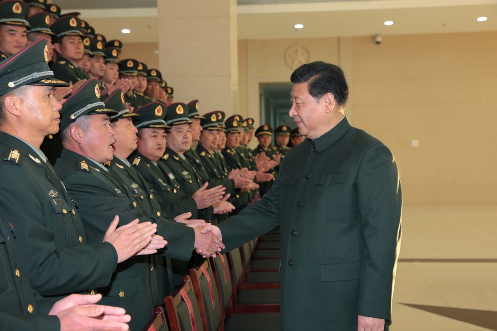 President Xi Jinping meets members of the People's Liberation Army. Xi has urged top PLA officers to set an example for both the military and the public. Photo: Xinhua