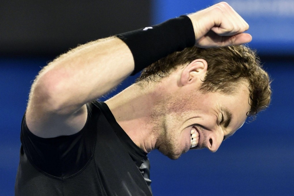 Andy Murray celebrates on reaching the men's final at the Australian Open. Photo: Kyodo