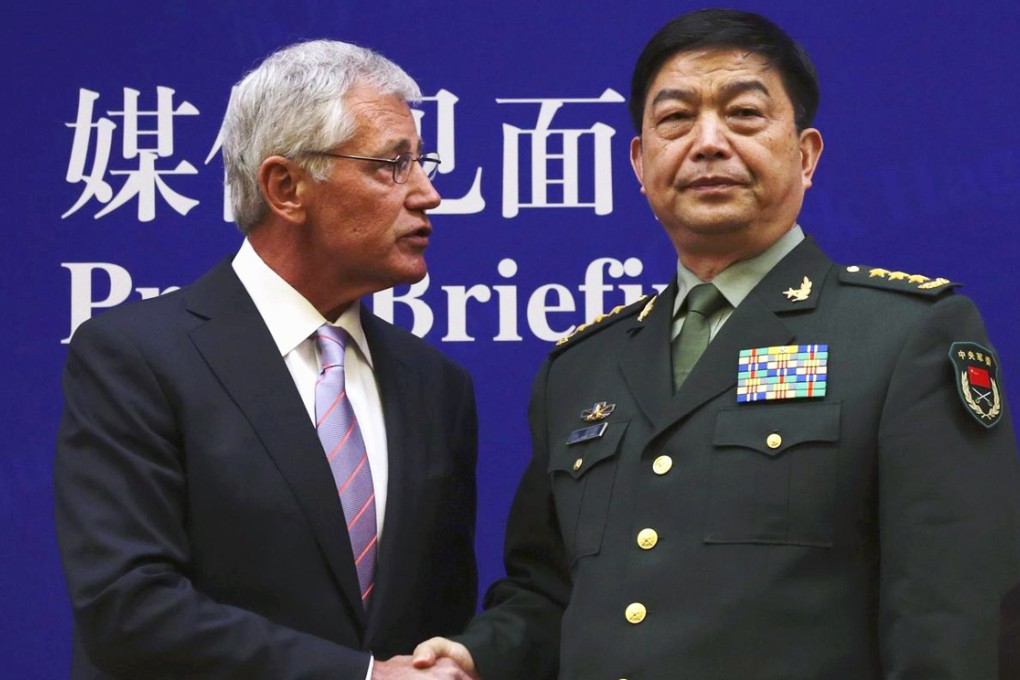 Minister of Defence Chang Wanquan meets his US counterpart Chuck Hagel in Beijing in April last year. Photo: Reuters
