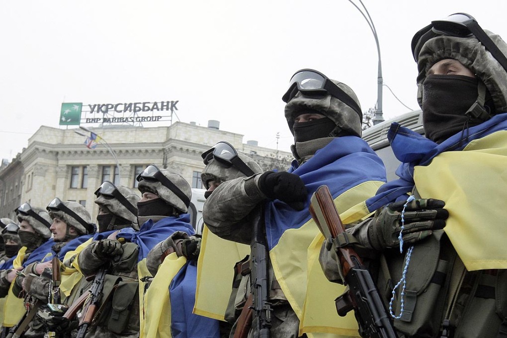 a special unit of the Ukrainian armed forces lines up during a farewell ceremony in Kharkiv. Photo: Reuters