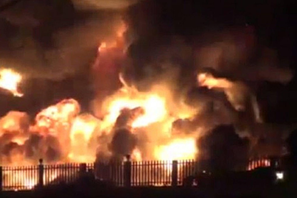 Tyre factory on fire in Chonburi province. Photo: SCMP Pictures