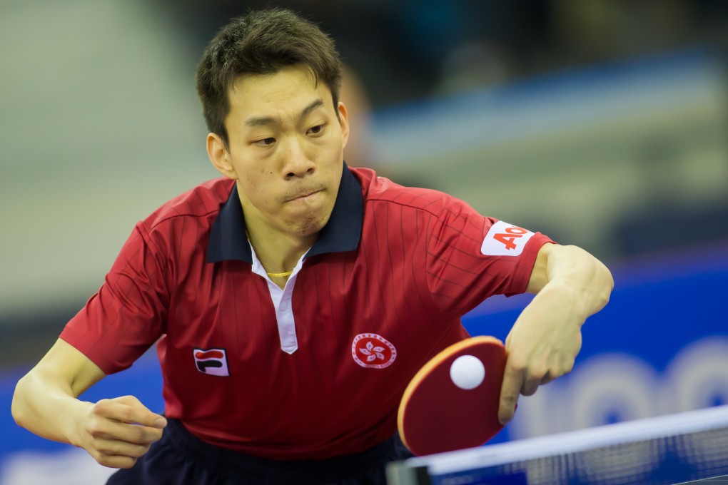 Jiang Tianyi of Hong Kong competes in the men's singles final at the GAC Group 2015 ITTF World Tour Hungary Open in Budapest. Photo: Xinhua