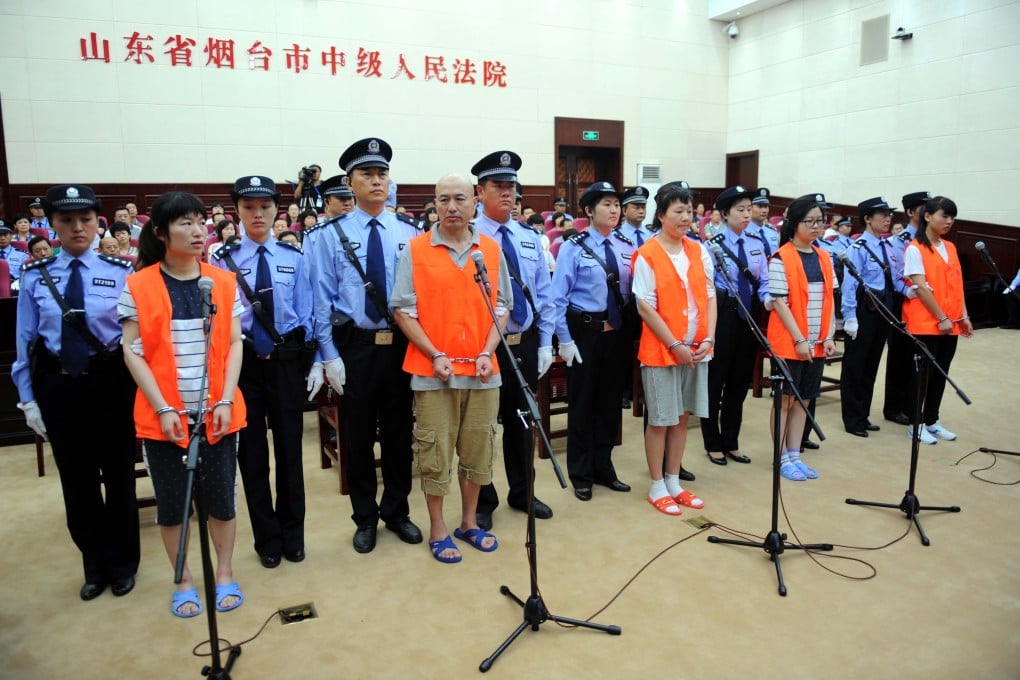 The five sect members on trial last year. Photo: Xinhua