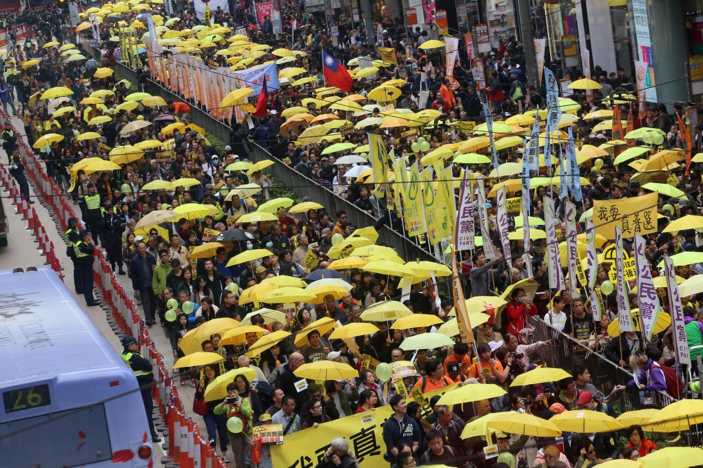 Protesters at Sunday's pro-democracy march. Photo: Felix Wong