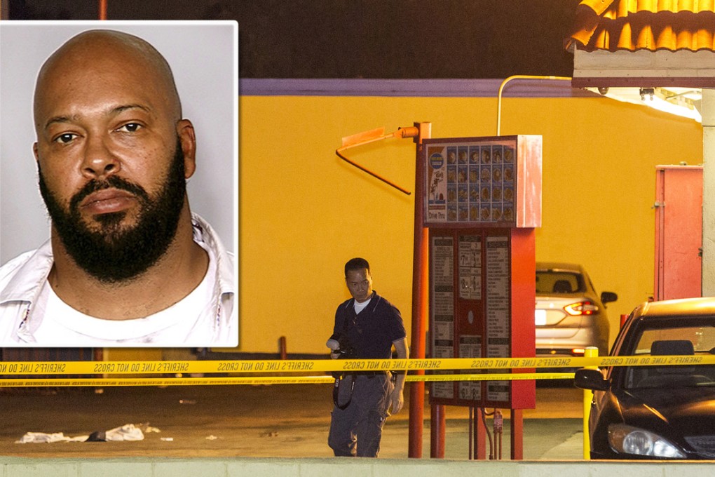 A Los Angeles County Sheriff's Department photographer checks the scene of an accident involving former rap music mogul Marion "Suge" Knight (inset) at a parking lot in Compton, California in this January 29, 2015 file photo. Photo: AP