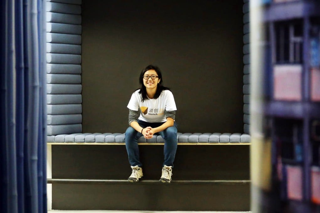 Young entrepreneur Chung Jah-ying of Launchpilots, one of 11 start-ups supported by the Blueprint programme run by developer Swire Properties. Photo: Felix Wong