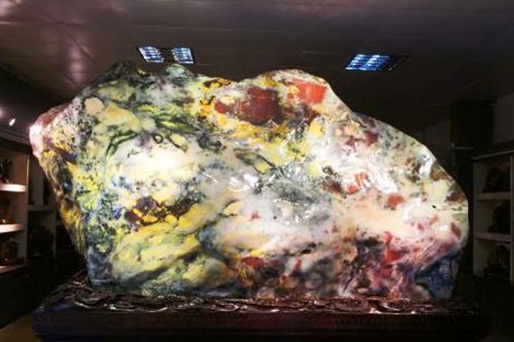 The owner spent years cutting and polishing a 53-tonne bloodstone boulder to its present size. Photo: SCMP Pictures