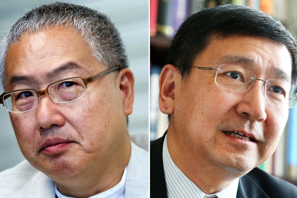 Michael Hor spoke up as Wen Wei Po continued to blast former dean Johannes Chan Man-mun (right) and other professors vocal on politics, saying they lowered the school's standards. Photos: Jonathan Wong, Dickson Lee