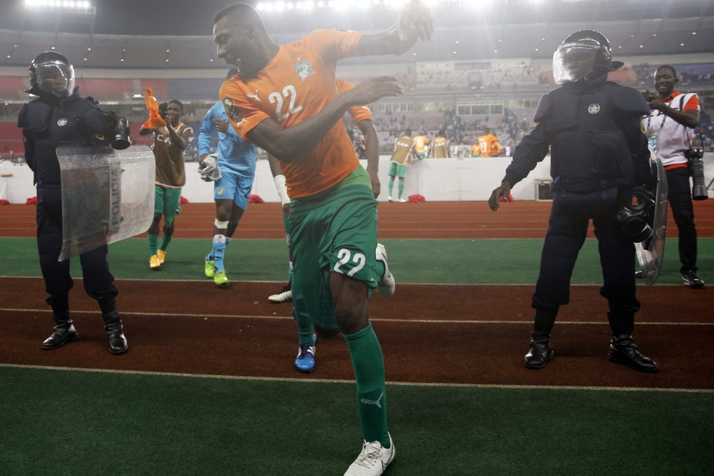 Ivory Coast players celebrate after winning their semi-final match against DR Congo in Bata. Photo: Reuters