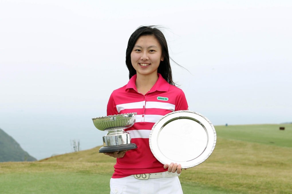 Kitty Tam with her trophies for winning the Ladies' Close Amateur Championship. Photo: Daniel Wong