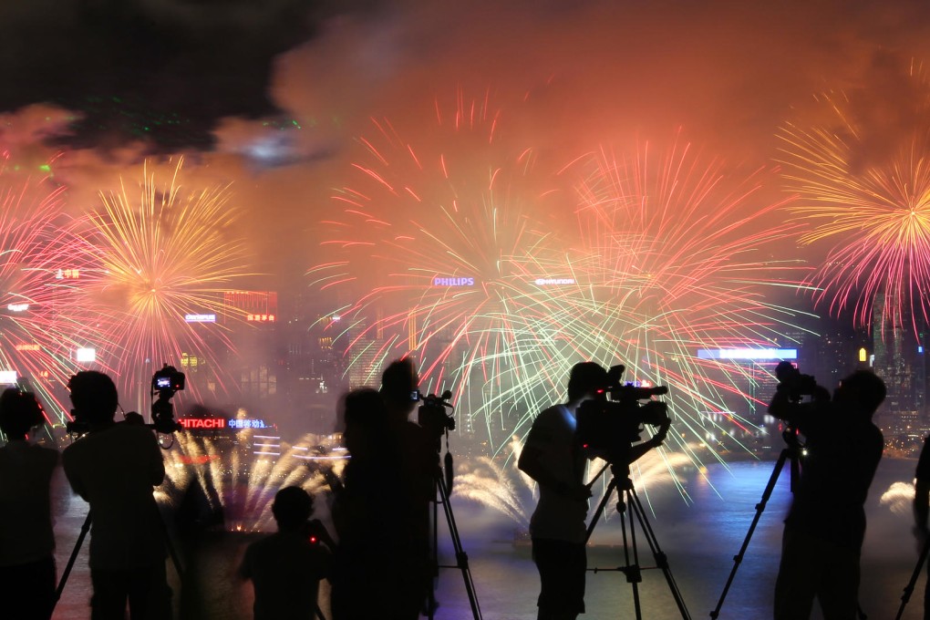 Lunar New Year fireworks in Hong Kong.