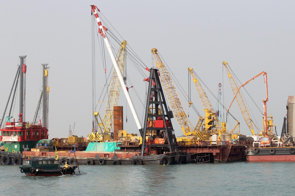 Reclamation work for the bridge is carried out near Tung Chung. Photo: SCMP Pictures