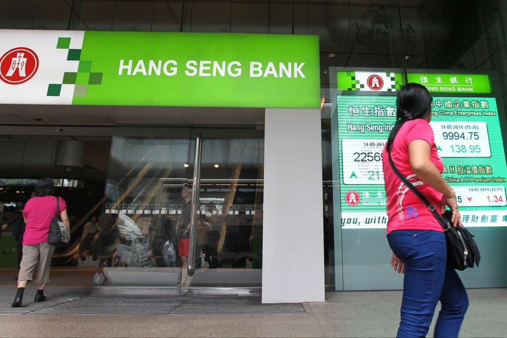 A branch of Hang Seng bank in Hong Kong. The bank sold half of its holdings in Shanghai-listed Industrial Bank. Photo: May Tse