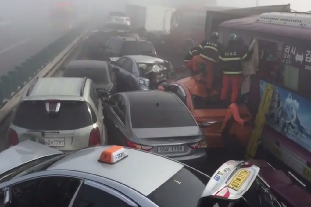 A screengrab of the traffic accident from a YouTube user.