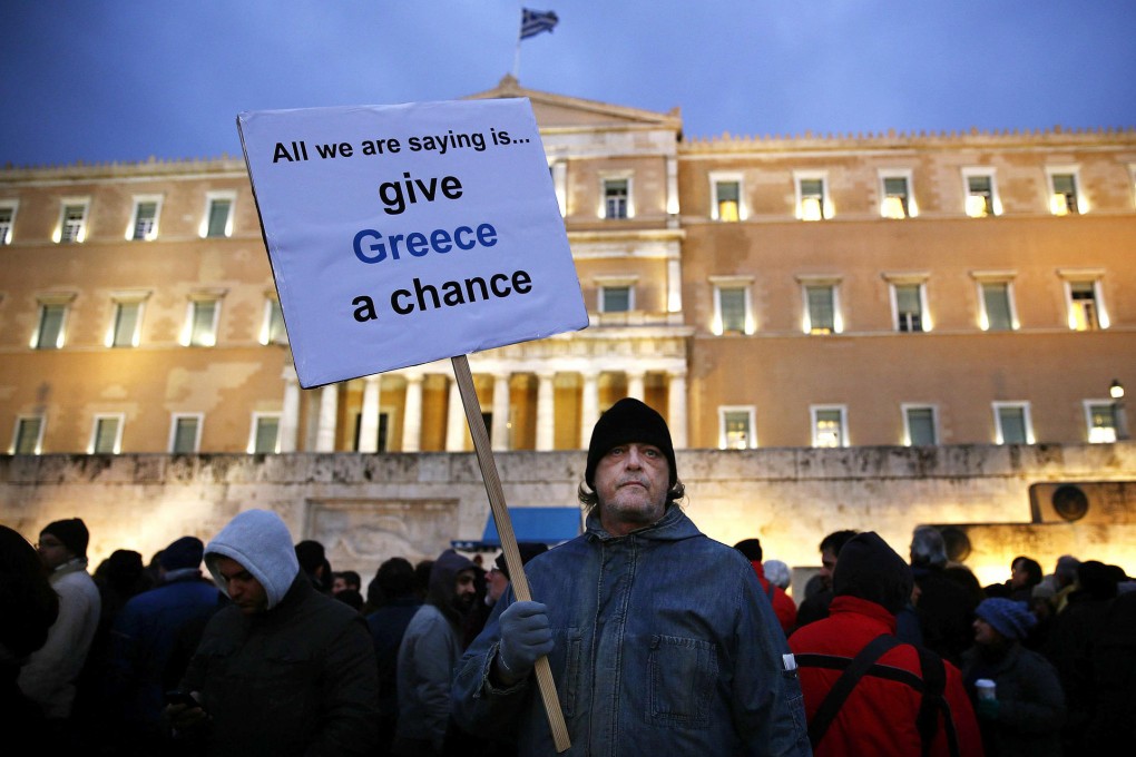 A Greek man takes part in an anti-austerity, pro-government protest outside the parliament building in Athens.Photo: Reuters