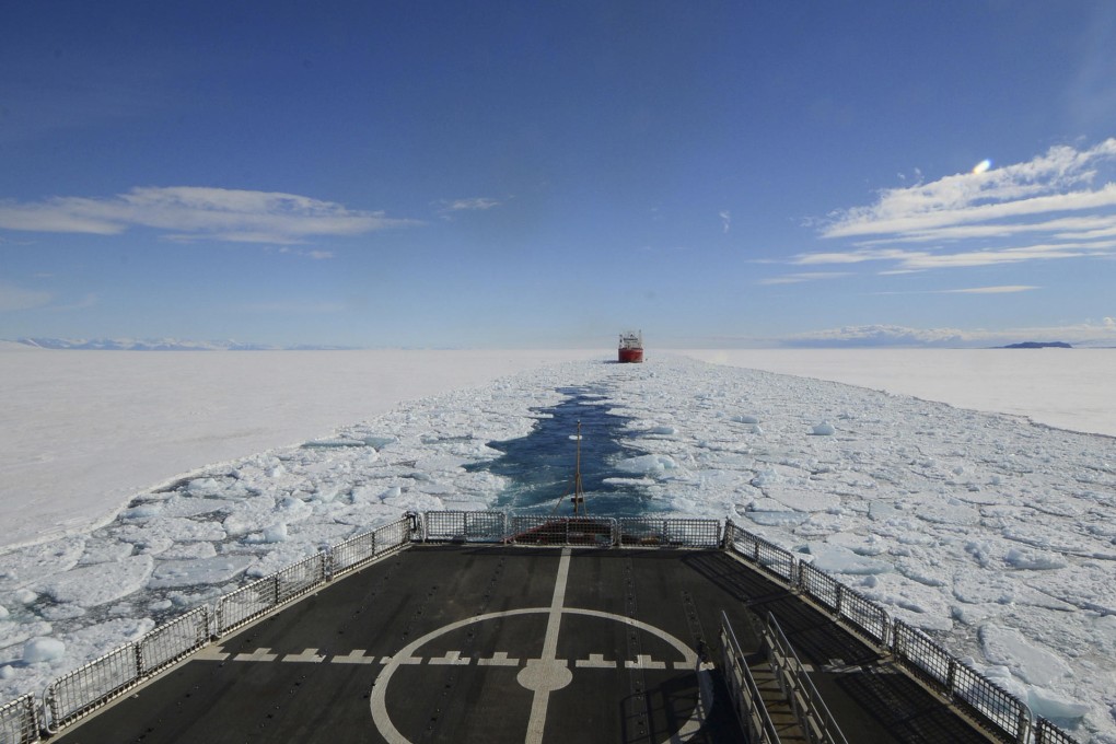 Polar Star smashes through ice in Antarctica last year.Photo: AP