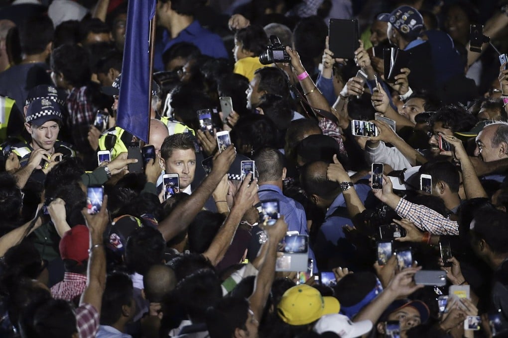 Australia captain Michael Clarke makes his way through the crowd, to be presented on stage during the Cricket World Cup opening ceremony in Melbourne. Christchurch in New Zealand also hosted an opening ceremony. Photo: Reuters
