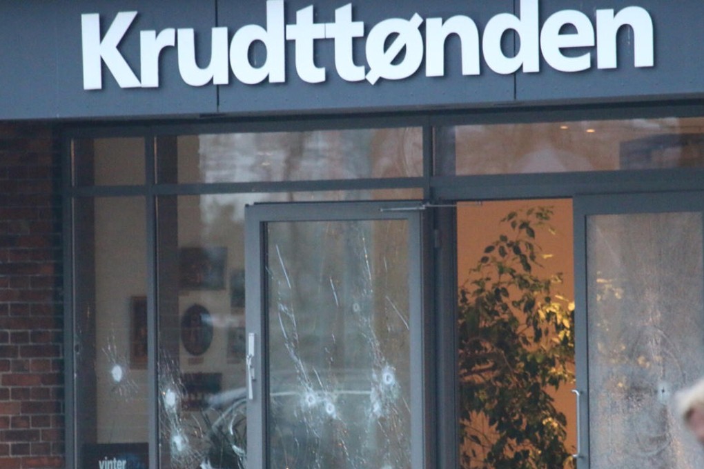 Bullet holes seen at Copenhagen's Krudttoenden café. Photo: Reuters